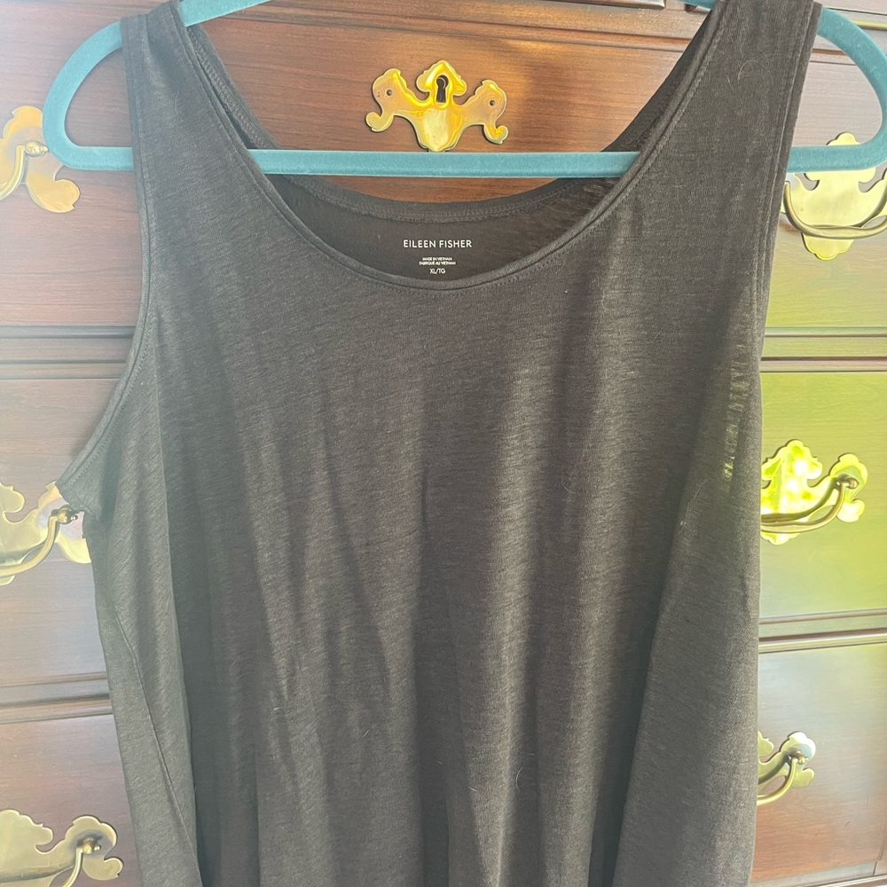 Eileen Fisher Brown Linen Sleeveless Tank Top